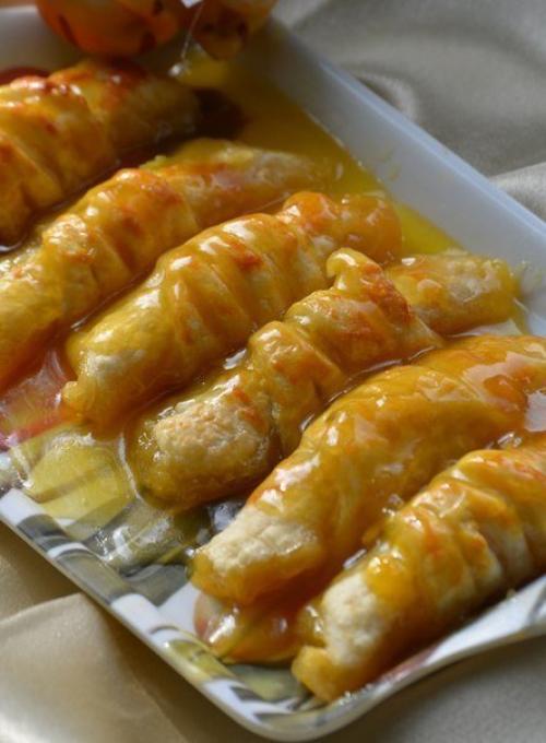 Слойки с мандаринами в карамельном сиропе. 08