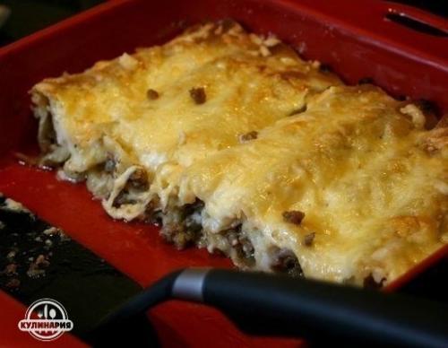 Каннеллоне с мясом и соусом бешамель. 06