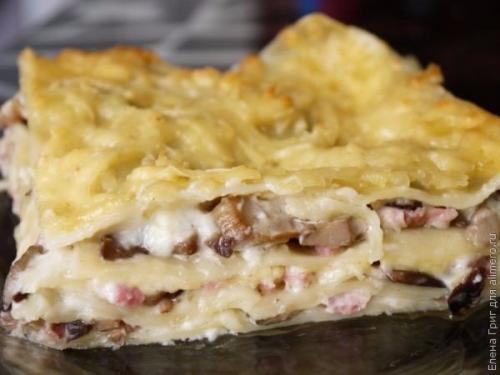 Лазанья с ветчиной и грибами. 08