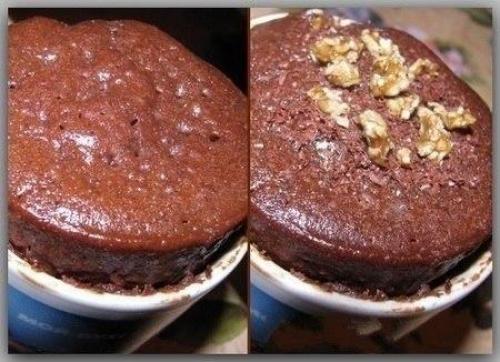 Шоколадный кекс в микроволновке за 3 минуты.