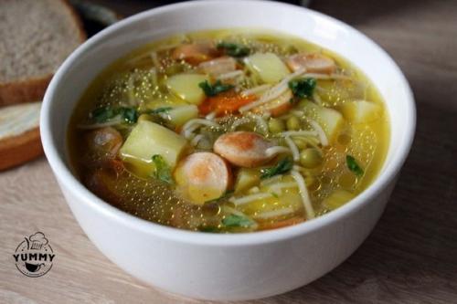 Быстрый суп с сосисками.