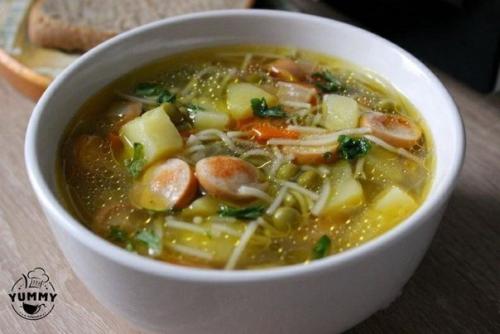 Быстрый суп с сосисками. 06