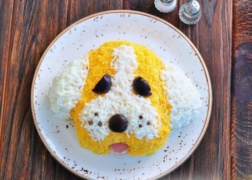 Салат Собачка с копченой курицей и грибами? 06