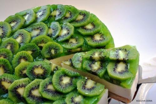 Творожный торт с киви.