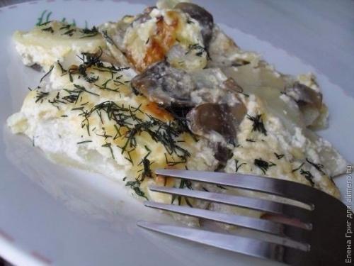 Запеканка картофельная с грибами. 07