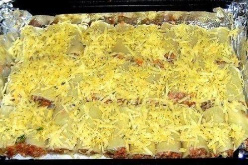 Фаршированные каннеллони, запеченные с сыром. 06