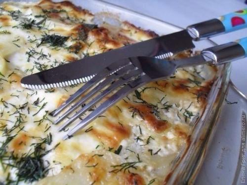 Запеканка картофельная с грибами.