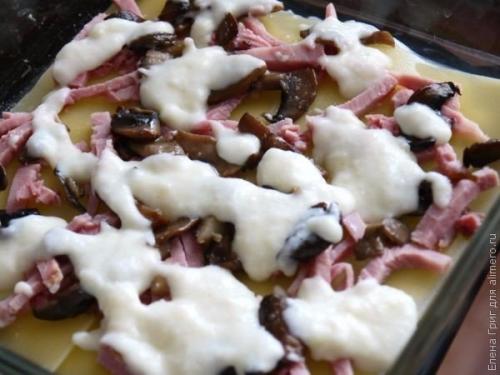Лазанья с ветчиной и грибами. 05