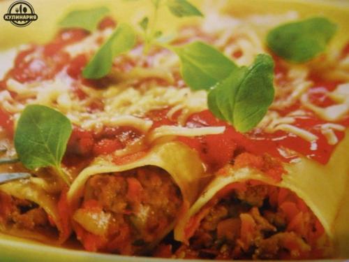 Фаршированные каннеллони, запеченные с сыром. 08