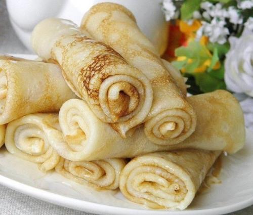 Вкусные тонкие блинчики.
