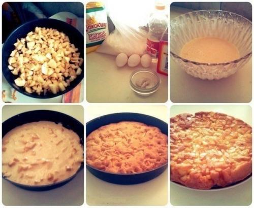 Яблочная шарлотка.  Ингредиенты: