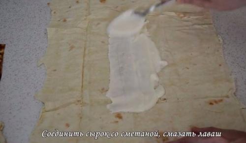 Жареный лаваш с колбасой и сыром. 04