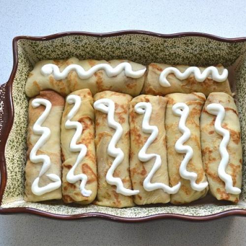 Блинчики, запеченные под сыром. 02