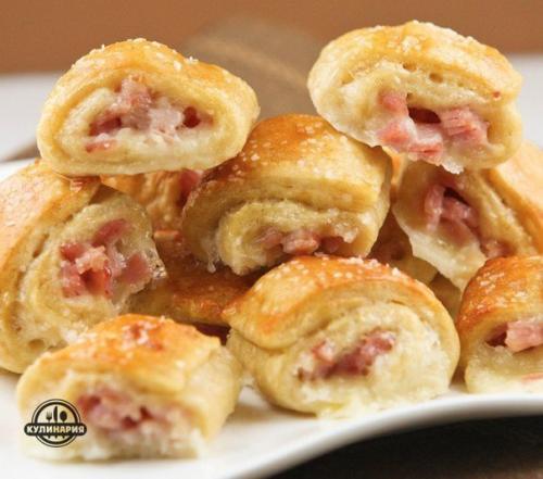 Слоечки с ветчиной. 08