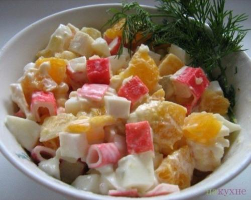 Крабовый салат с апельсинами. 01