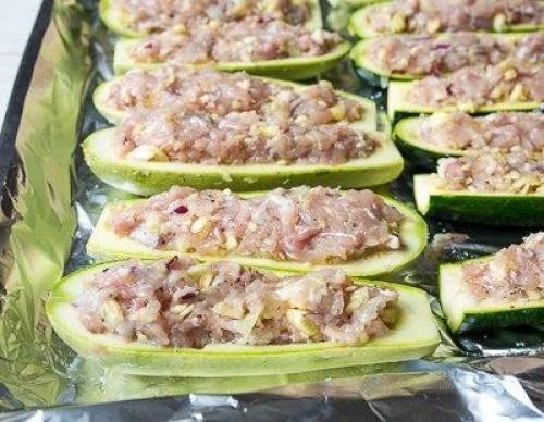 Кабачки, фаршированные курицей. 04