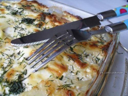 Запеканка картофельная с грибами.


