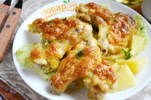 Куриные крылышки с сыром.