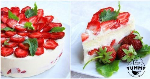 Творожно - клубничный торт.

