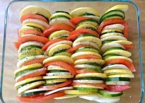 Весенняя радуга: разноцветные овощи, запеченные с сыром. 03