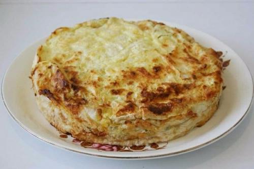 Сырный пирог из лаваша с зеленью. 08