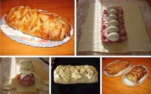 Мясной рулет в тесте.

