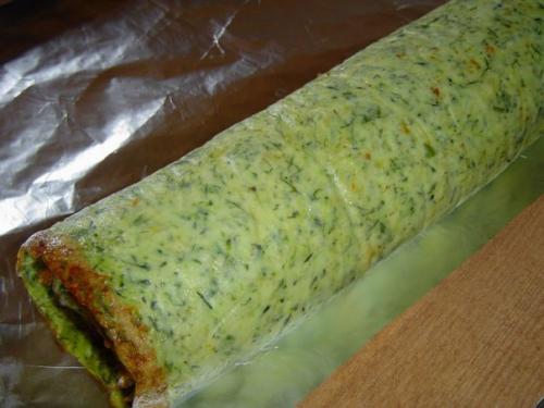 Кабачковый рулет.  Необычный, эффектный, очень вкусный рулет из кабачков с грибами. 07