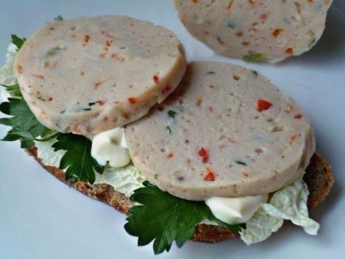 Колбаса в кружке (домашняя, варёная).