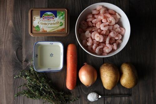 Сырный суп с креветками. 01