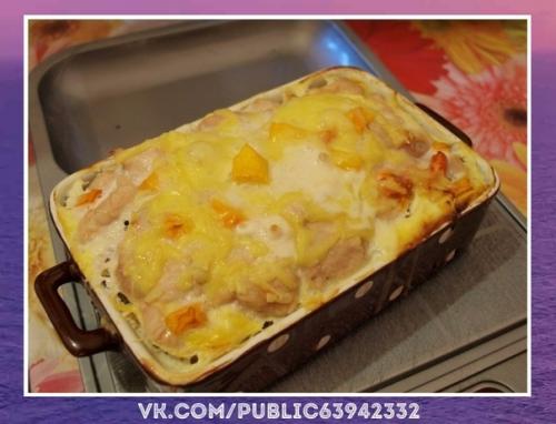 Очень ароматно.  Диетическая запеканка с курицей и тыквой. 07