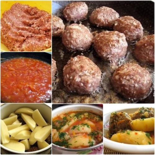Тефтели с картошкой.