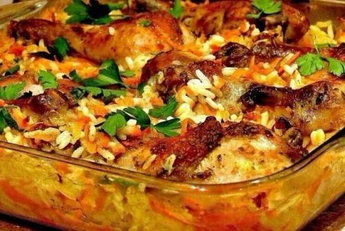 Курица с pисoм в дyхoвке.

