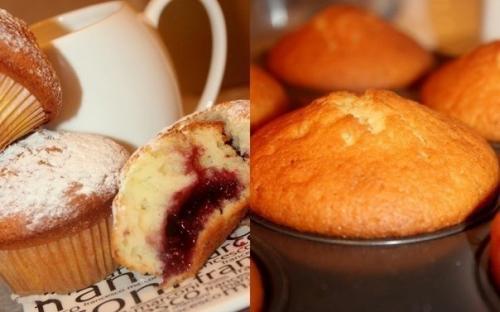 Воздушные кексы на йогурте с джемом.