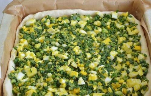 Дрожжевой пирог с зеленым луком и яйцом. 07