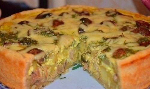 Пирог с курицей и картофелем.