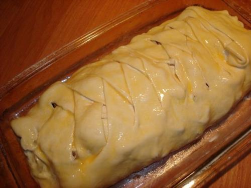 Быстрый мясной пирог с грибами. 04