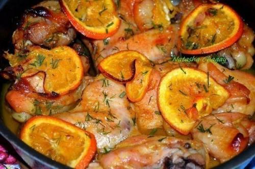 Курочка с невероятным вкусом, запеченная с апельсинами.
