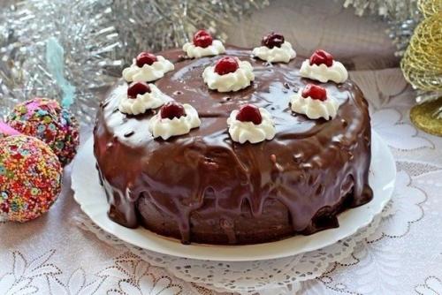 Шифоновый бисквит с вишней. 04