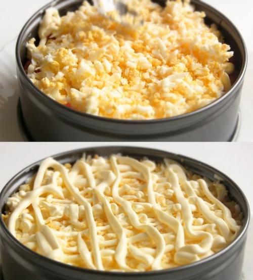 Слоеный салат с сыром и баклажанами Неаполь. 08