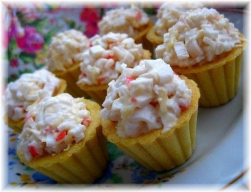 Тарталетки с крабовыми палочками и яйцом?