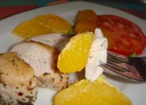 Куриные грудки в фольге с апельсином.

