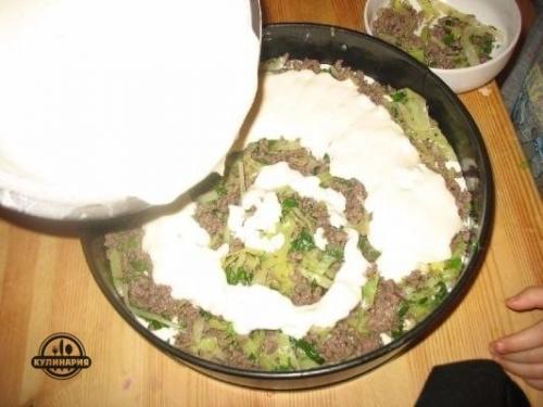 Супер нежный пирог с капустой и мясом. 06