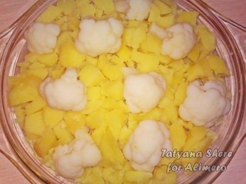 Картофельная запеканка с цветной капустой, маслом и чесноком. 05