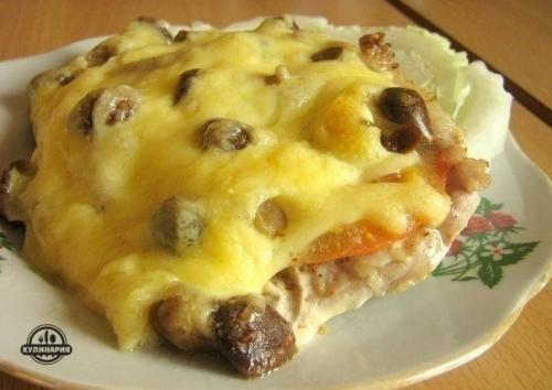 Мясо с грибами.