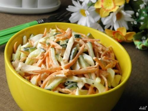Салат с копченой курицей, корейской морковью и огурцом. 01 Салат с копченой курицей, корейской морковью и огурцом. 01
