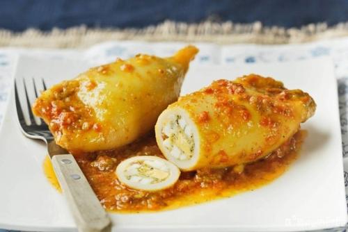 Фаршированные кальмары, очень вкусно!