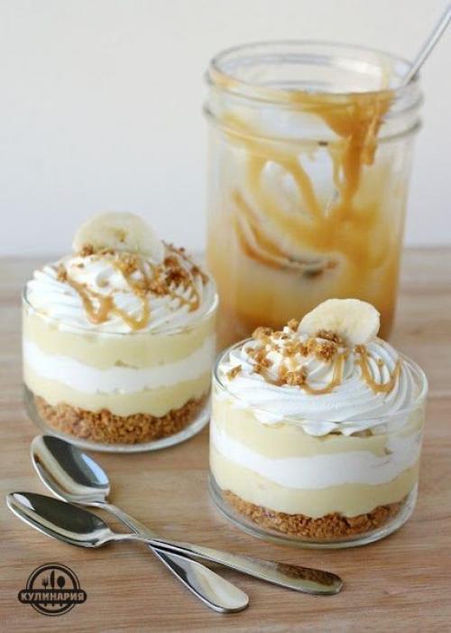 Бананово - карамельный десерт с кремом. 05