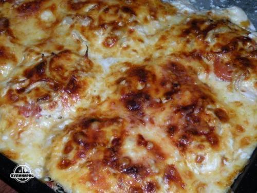 Мясо по-французски.  Ингредиенты: