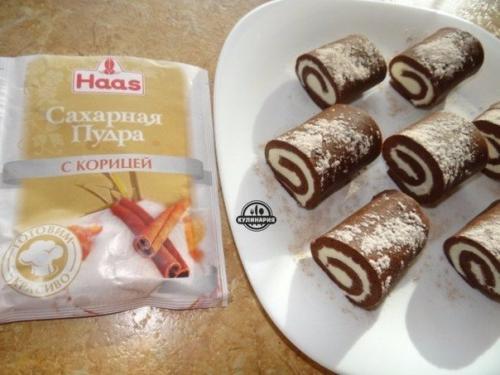 Шоколадные пирожные рулетики. 06