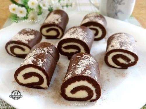 Шоколадные пирожные рулетики.